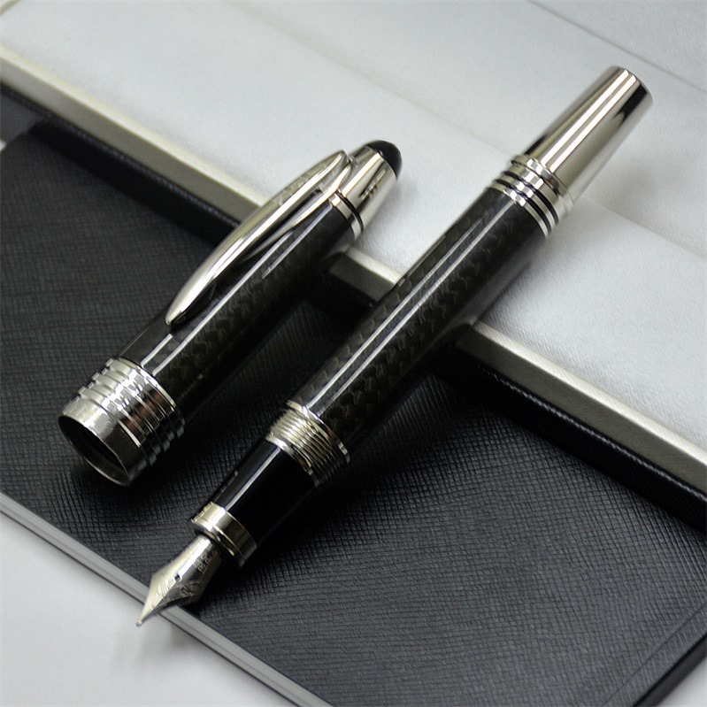 wholesale High quality John F. Kennedy Black Carbon fiber Rollerball Ballpoint pen Fountain pens Writing office school supplies with JFK Serial Number