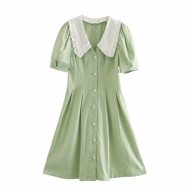 Elegant Single Breasted Solid Color Short Sleeve Women Dress Vintage Summer High Waist A-Line Chic Streetwear 210521, White
Elegant Single Breasted Solid Color Short Sleeve Women Dress Vintage Summer High Waist A-Line Chic Streetwear 210521, White