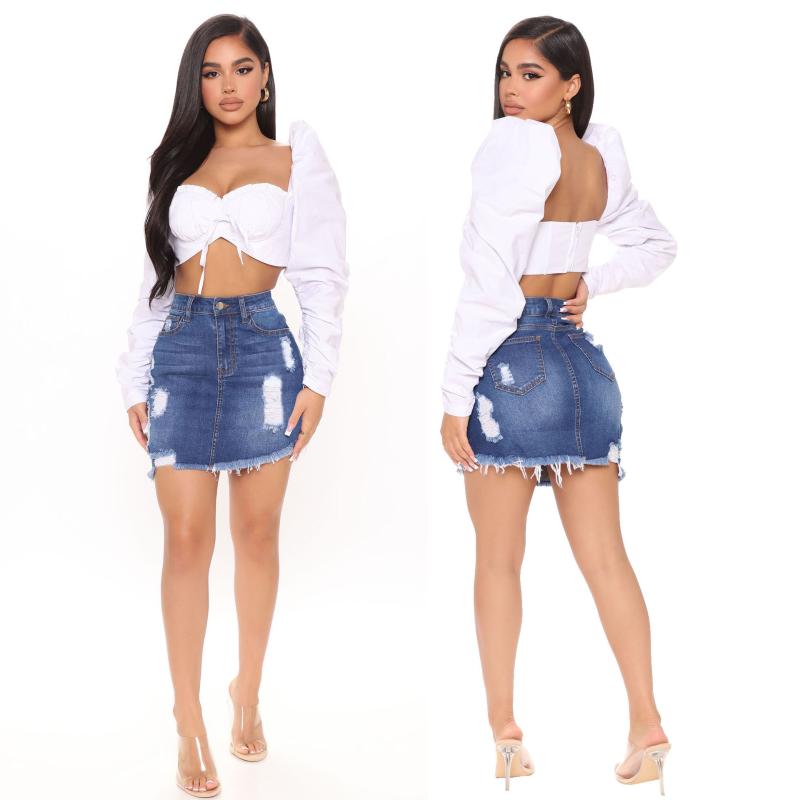 Skirts In Stock Women' Boutique Frayed High Waist Irregular Denim Skirt Mini Wrap Ripped, Dark blue
Skirts In Stock Women' Boutique Frayed High Waist Irregular Denim Skirt Mini Wrap Ripped, Dark blue