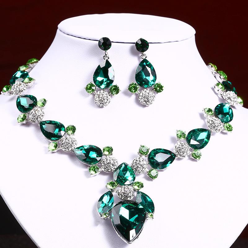 Chokers Bridal Jewelry Sets 8 Colors Drop Gemstone Necklace Earrings Female Banquet Dress For Temperamen Accessories 2021
Chokers Bridal Jewelry Sets 8 Colors Drop Gemstone Necklace Earrings Female Banquet Dress For Temperamen Accessories 2021