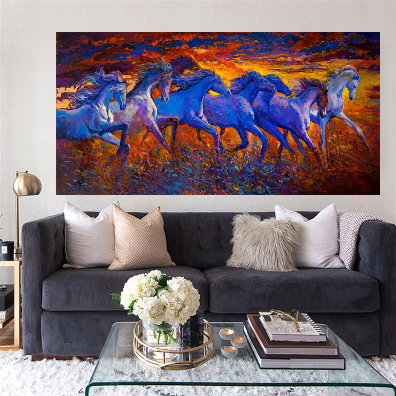 Vintage Large Size Running Horse Poster Wall Art Canvas Painting Modern Animal Picture HD Printing For Living Room Home Decor