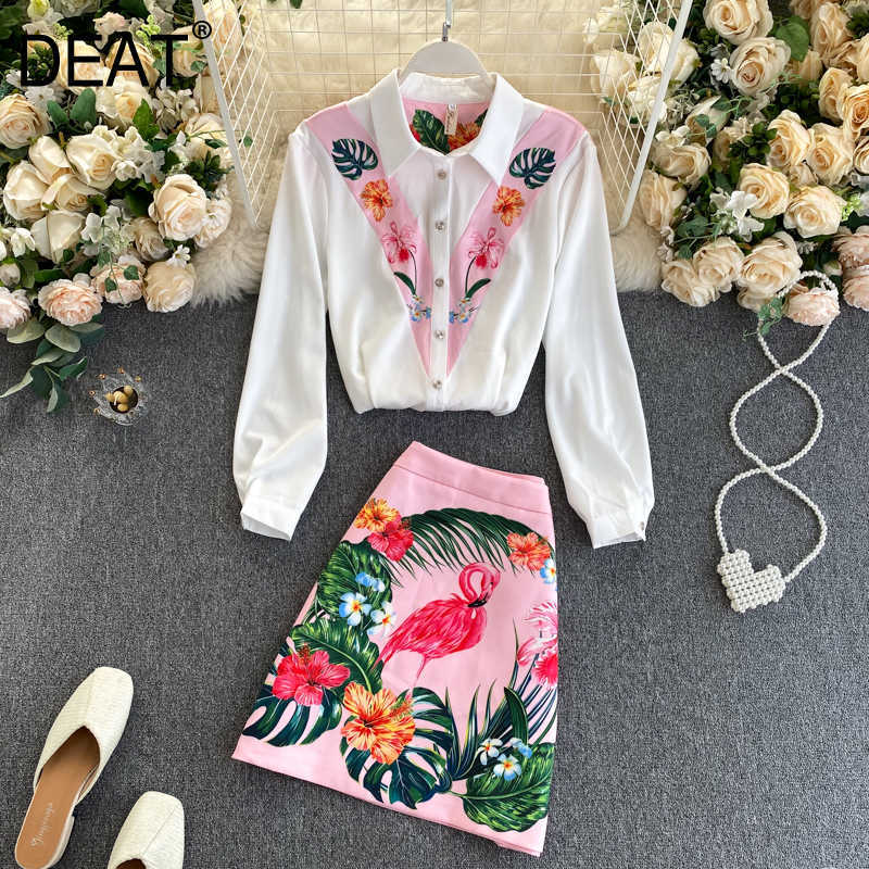 DEAT Women Pink Colour Skirt Arrivals Short Lapel Two Piece Set Fashion Temperament Spring Summer 11D013 210709
DEAT Women Pink Colour Skirt Arrivals Short Lapel Two Piece Set Fashion Temperament Spring Summer 11D013 210709