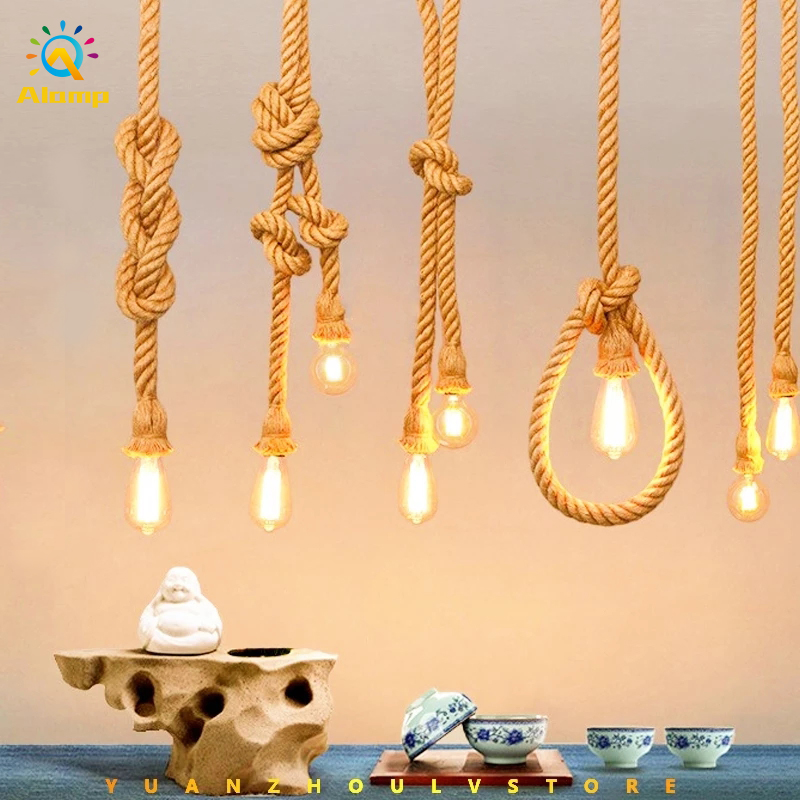 Vintage Hemp Rope Pendant lamp 1m 2m 3m e27 Indoor Lighting Industrial Country Style Hanging Lamps for Home Decor
Vintage Hemp Rope Pendant lamp 1m 2m 3m e27 Indoor Lighting Industrial Country Style Hanging Lamps for Home Decor