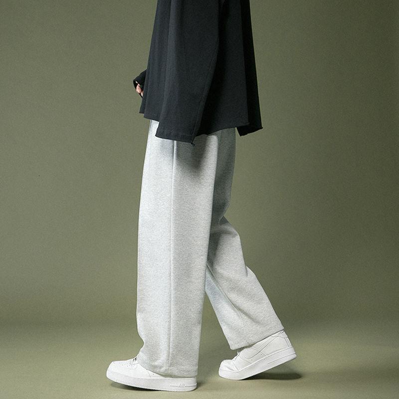 Spring Summer Wide-leg Pants Men's Fashion Black Gray Sweatpants Men Streetwear Loose Straight Joggers Track Mens Trousers