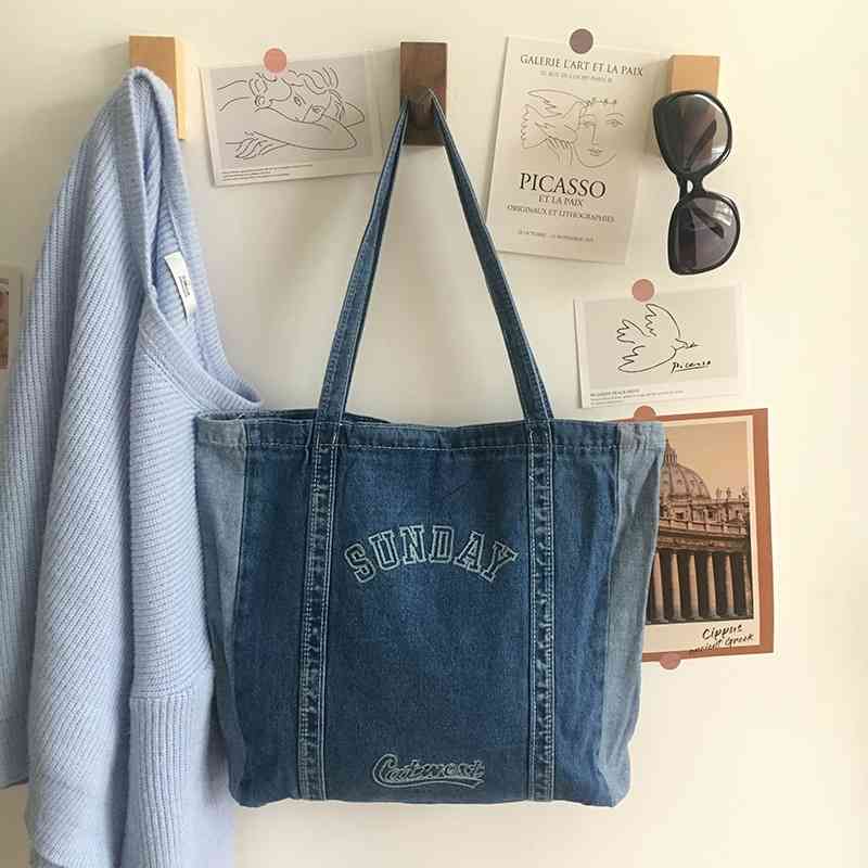 Ins Korean literary leisure cowboy school for female students versatile portable large capacity one shoulder canvas bag, Blue
Ins Korean literary leisure cowboy school for female students versatile portable large capacity one shoulder canvas bag, Blue