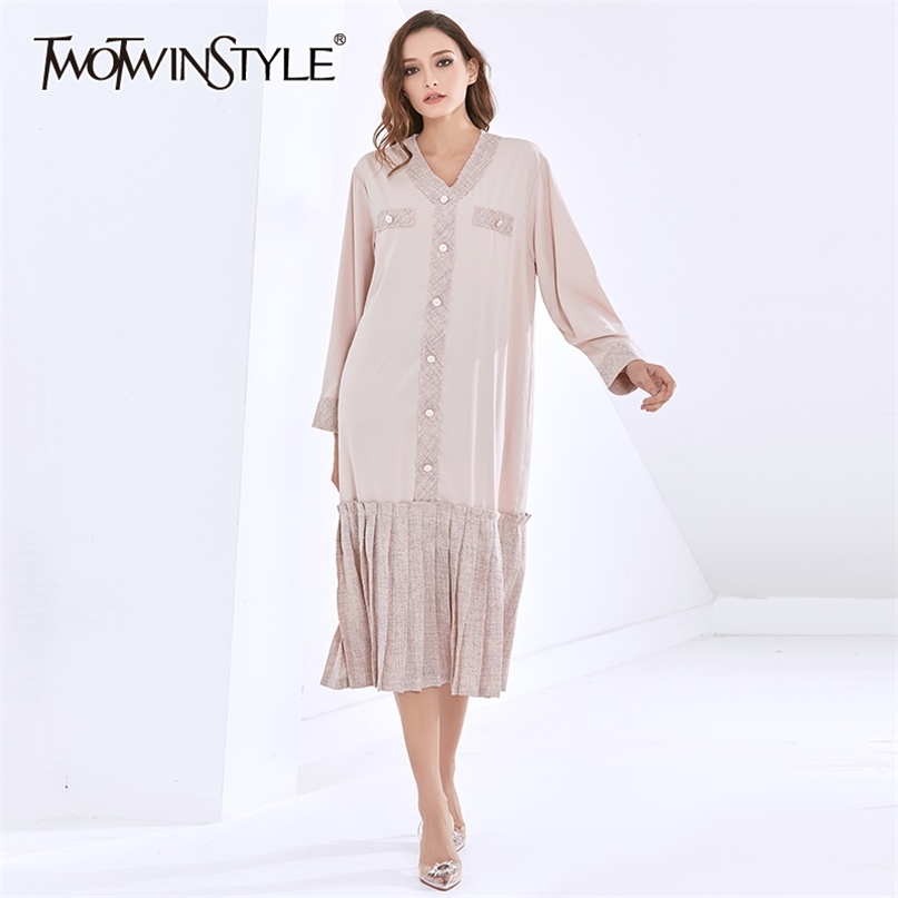 Autumn Dress For Women V Neck Long Sleeve Patchwork Ruched Loose Oversized Casual Dresses Female Clothing 210520, Navyblue
Autumn Dress For Women V Neck Long Sleeve Patchwork Ruched Loose Oversized Casual Dresses Female Clothing 210520, Navyblue