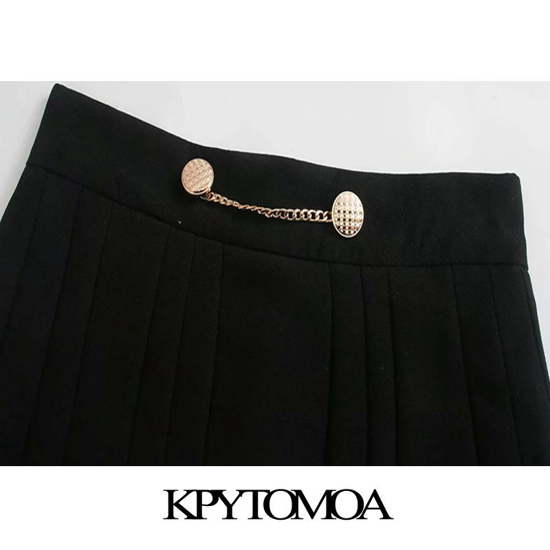 Women Chic Fashion With Chain Pleated Bermuda Shorts Skirts High Waist Back Zipper Female Mujer 210420