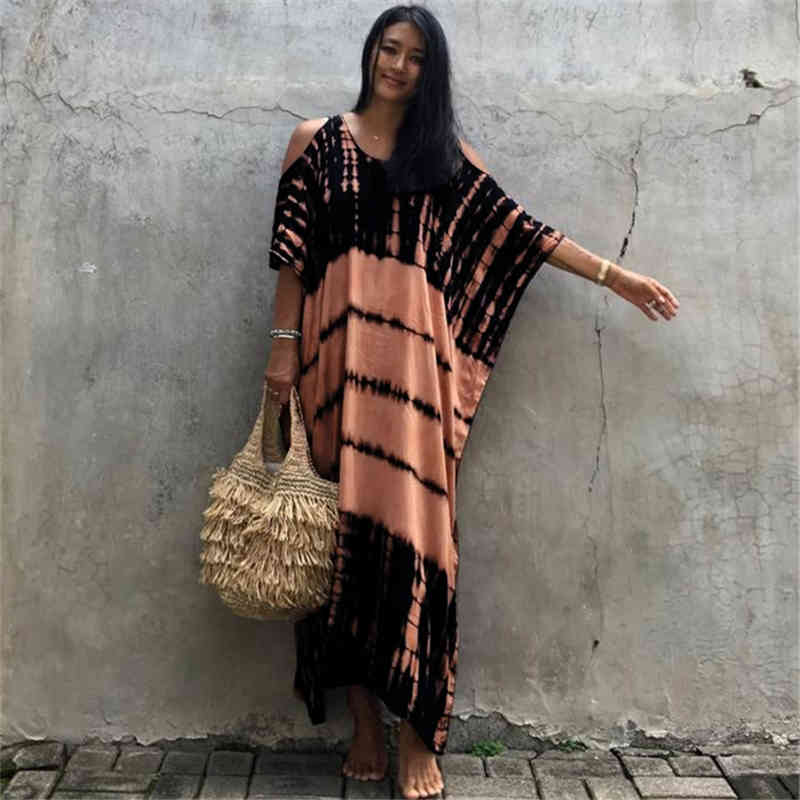 Sexy Bikini Cover-ups Boho Printed Fringed Long Kimono Carfigan Tunic Women Plus Size Beach Wear Swim Suit Cover Up Q1244 210420