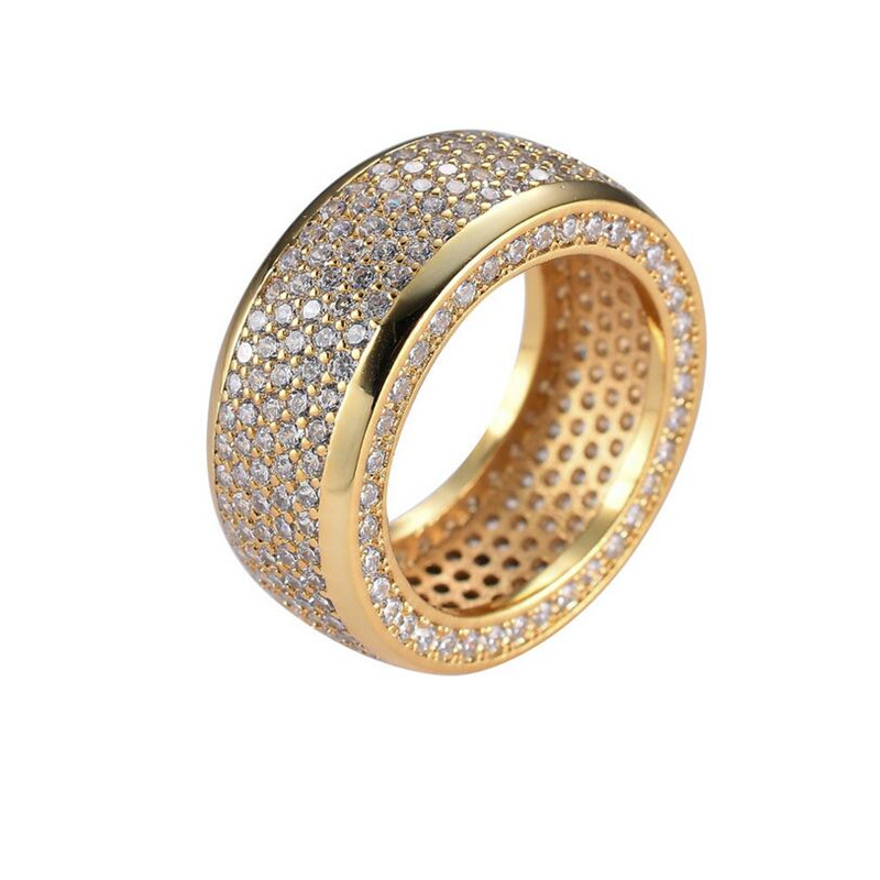Hip Hop Luxury Male Jewelry 10KT White Gold Fill Pave 5 Rows White Sapphire CZ Diamond Gemstones Eternity Circle Statement Women Wedding Engagement Ba