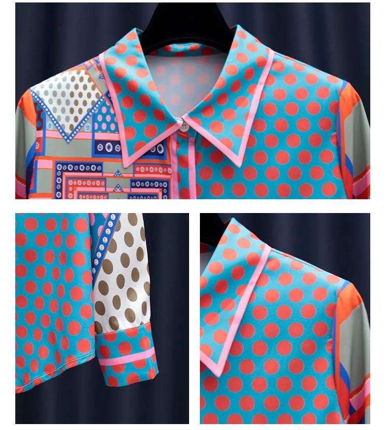 Women's Blouses & Shirts Chic Printed Long Sleeve Women Tops Blusas Runway Designer Spring Summer Clothes Blouse Shirt LS026