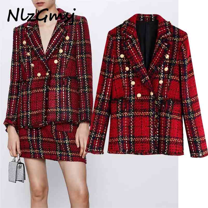 Blazer Women Fashion Red Tweed Coat Vintage Double Breasted Long Sleeve Female Outerwear Chic Tops 210628, As picture
Blazer Women Fashion Red Tweed Coat Vintage Double Breasted Long Sleeve Female Outerwear Chic Tops 210628, As picture