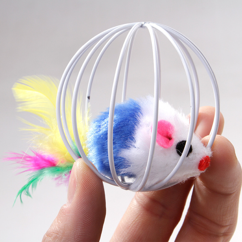 Cat Interactive Toy Scratch Ball Simulated Mouse Rat Mice Cage Plastic Artificial Colorful Kitten Teaser Pet Animal Supplies