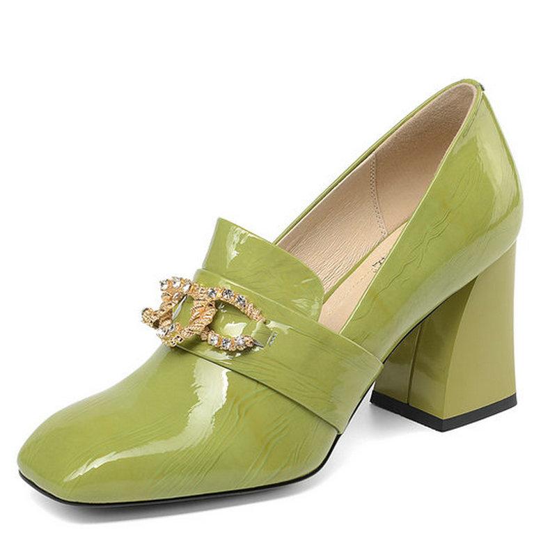 Dress Shoes Women Pumps Patent Leather Square Toe Heels Crystal Office&Career Spring/Autumn For Ladies Big Size 34-43, Black 
Dress Shoes Women Pumps Patent Leather Square Toe Heels Crystal Office&Career Spring/Autumn For Ladies Big Size 34-43, Black