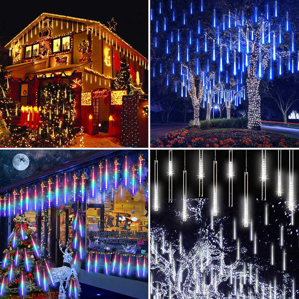 LED Meteor Shower 30CM/50CM Christmas LED String Garland Holiday Strip Light Waterproof Fairy Light for Garden Street Decoration 211015