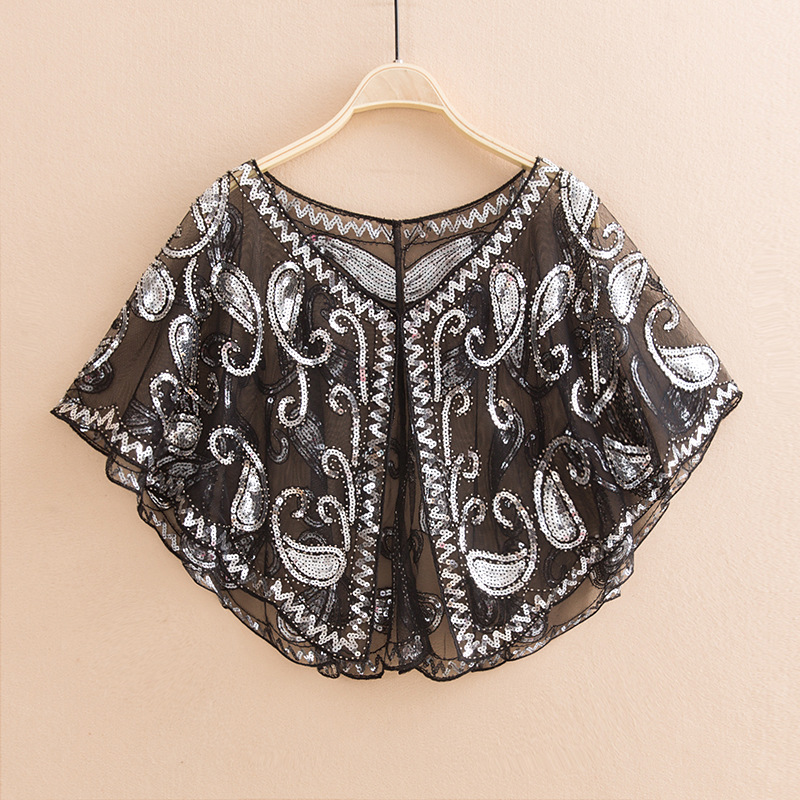 Wraps & Jackets Womens Sequins Shrug Shawl Wedding Dresses Cover Up Flapper Cape Ladies Beaded Shawls Evening Party Bridal