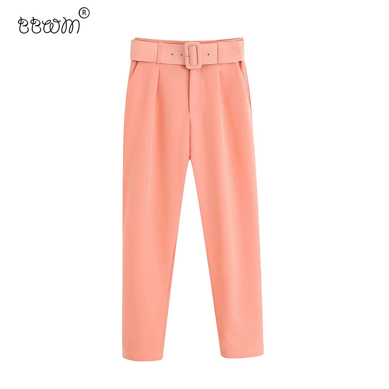 Women Fashion With Belt Office Wear Pants Vintage High Waist Zipper Fly Pockets Ankle Trousers Female Chic Pantalones 210520, As picture
Women Fashion With Belt Office Wear Pants Vintage High Waist Zipper Fly Pockets Ankle Trousers Female Chic Pantalones 210520, As picture