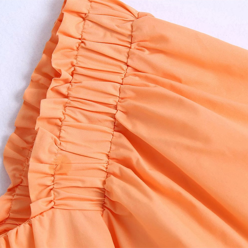 PUWD Sweet Women Square Collar Blouse Summer Fashion Ladies High Street Cute Shirt Female Puff Sleeve Poplin Crop Top 210522