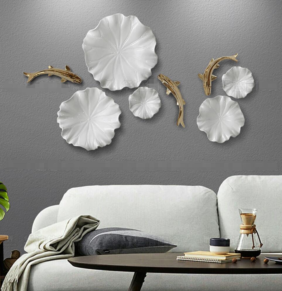 Ceramic wall hanging fish Decorative Plates living room creative three-dimensional hotel background wall bedroom wall-decoration
