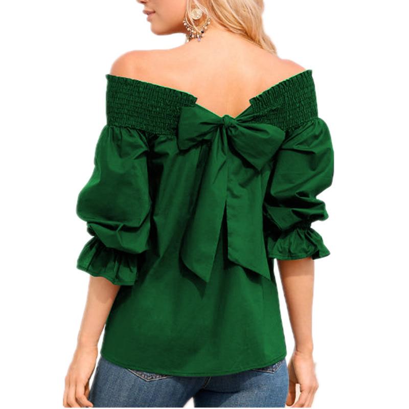 Women's Off Shoulder Blouse Backless Bow Sleeve Sexy Streetwear Blusa | Fashion