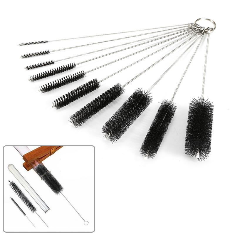 10PCS/Set Nylon Brush Stainless Steel Glass Tube Cleaning Brush Nylon Bristles Tube Bottle Tubes Washing Cleaner Brush Tools