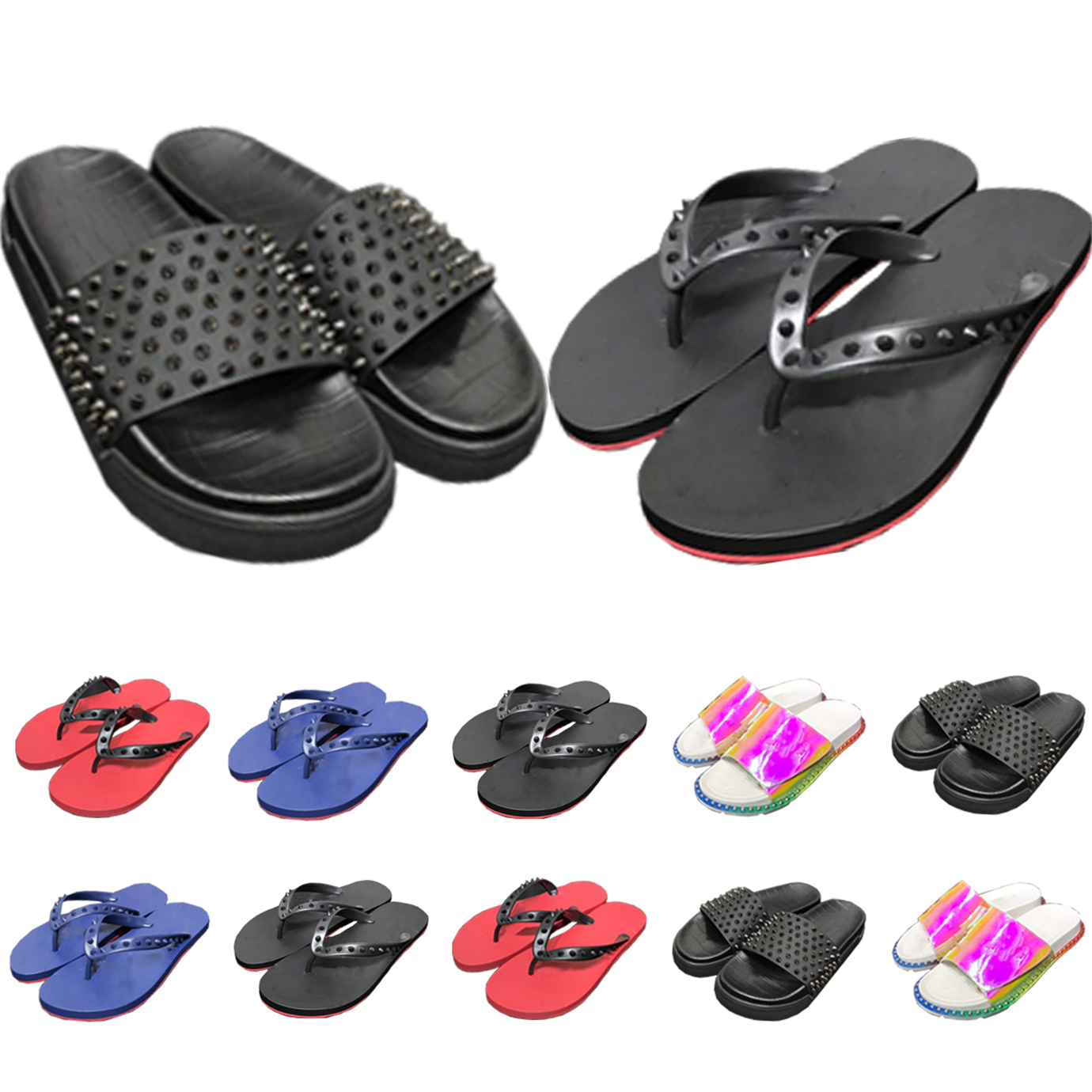 Slipper Men Rivets Shoes Red Bottom Scuffs Luxurys Sandals Women Designers Flat Slides Loubi Flip Flops Pool Fun Paris Summer Beach Sexy Leather Slippers, #0719
Slipper Men Rivets Shoes Red Bottom Scuffs Luxurys Sandals Women Designers Flat Slides Loubi Flip Flops Pool Fun Paris Summer Beach Sexy Leather Slippers, #0719