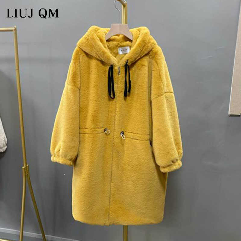 Women Parka Winter clothes Oversize Faux Fur Coat Thick Warm Long Fur Jacket Hooded Overcoat Plush Coat Winter Jackets 210910
