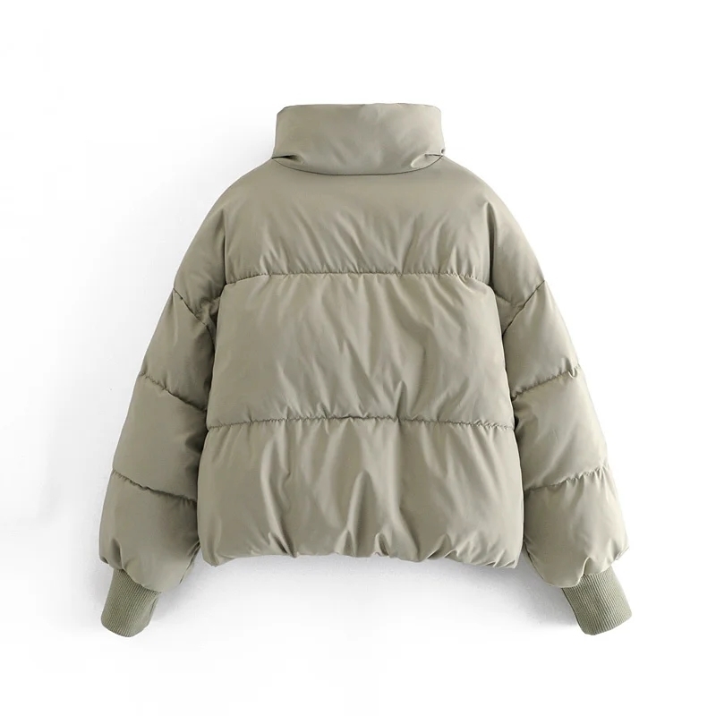 Women's Autumn And Winter Style Stand-Up Collar Drawstring Casual Loose Bread Short Warm Cotton Coat Jacket 210521