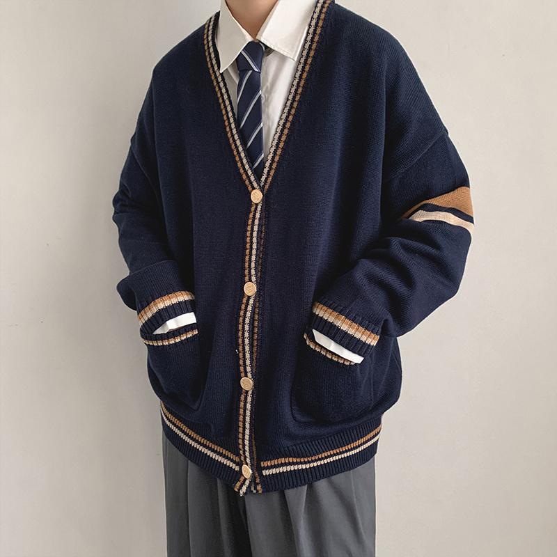 Men's Sweaters Men Cardigan Spliced Long Sleeve Preppy Basic V-neck Japanese Style Retro Knit Jumpers Teens Oversized Cozy Cardigans, M34-navy
Men's Sweaters Men Cardigan Spliced Long Sleeve Preppy Basic V-neck Japanese Style Retro Knit Jumpers Teens Oversized Cozy Cardigans, M34-navy