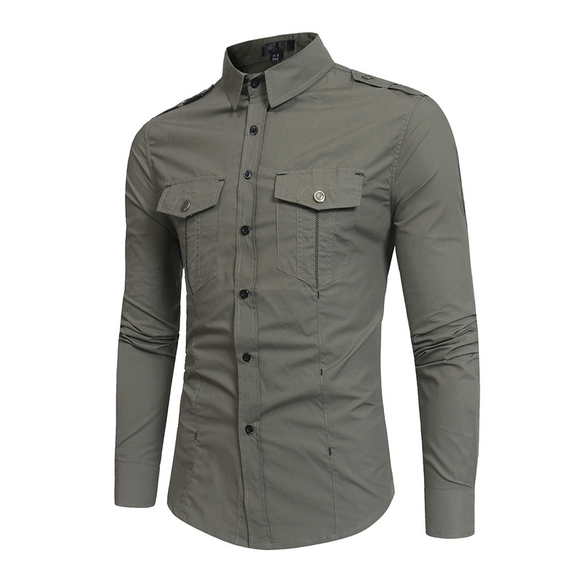 Men Long Sleeve Cargo Shirt Camisa Masculin Slim Fit Casual Turn Down Collar Shirt Pocket Khaki Male Fashion Shirts Men Clothing, White;black
Men Long Sleeve Cargo Shirt Camisa Masculin Slim Fit Casual Turn Down Collar Shirt Pocket Khaki Male Fashion Shirts Men Clothing, White;black