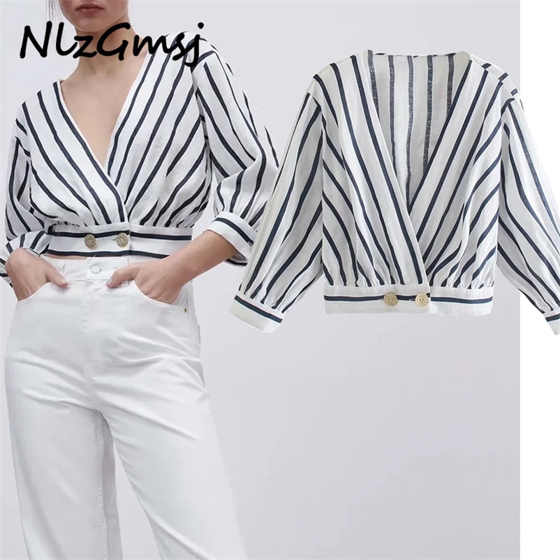 Blouse Women Print Striped V-neck chic women shirt top casual street youth women's 04 210628, As picture
Blouse Women Print Striped V-neck chic women shirt top casual street youth women's 04 210628, As picture