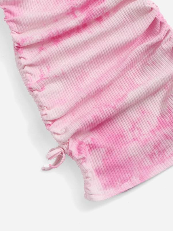 Teen Girls Drawstring Ruched Tie Dye Dress SHE