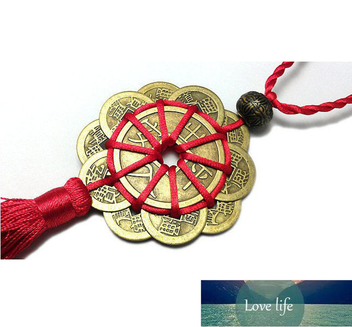 Lucky Charm Good Fortune Home Car Decor Red Chinese Knot FENG SHUI Set Ancient I CHINA Coins Prosperity Protection Factory price expert design Style Q