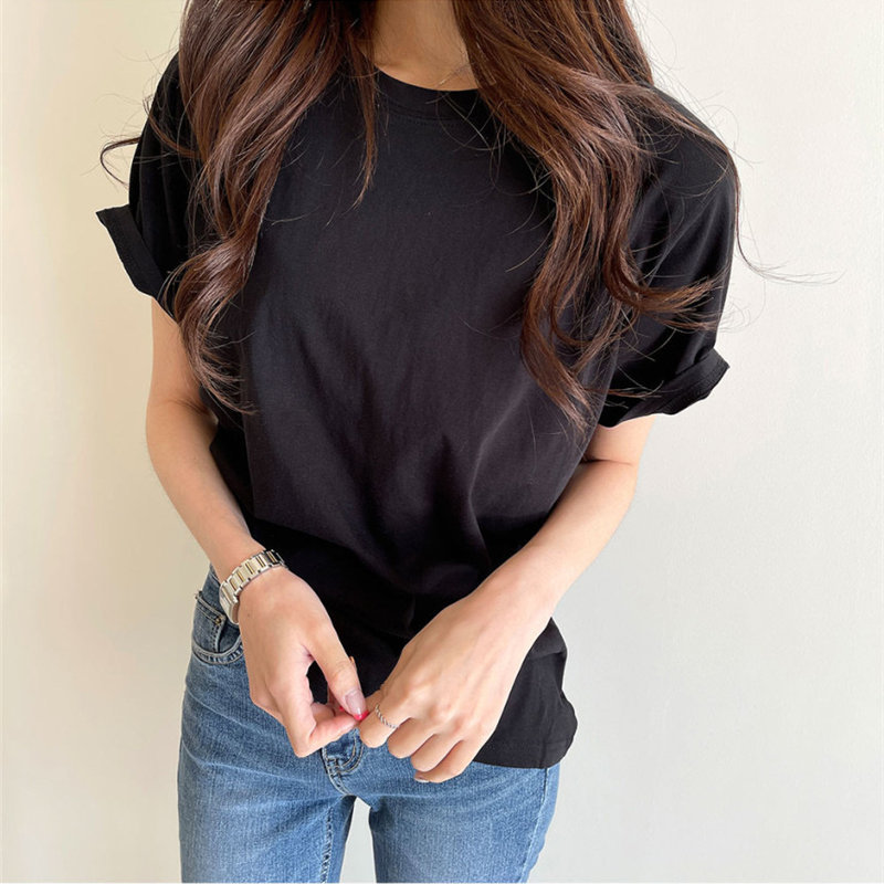 Summer Solid Students Brief Chic Streetwear Girls Women Loose Casual Femme Tops All Match Stylish Female T-Shirts 210421