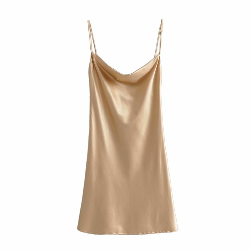 PUWD Casual Women Square Collar High Waist Dress Summer Fashion Ladies Office Sexy Female Satin Solid Color Mini 210522