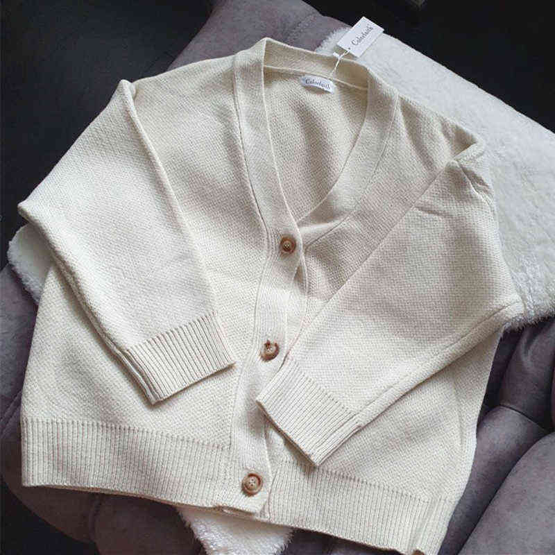 Colorfaith Winter Spring Women's Sweaters V-Neck Buttons Cardigans Oversized Fashionable Korean Lady Knitwears SWC18190 211109