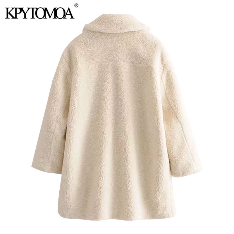 Women Fashion Thick Warm Faux Fur Loose Teddy Coat Long Sleeve Pockets Female Outerwear Chic Overcoat 210420