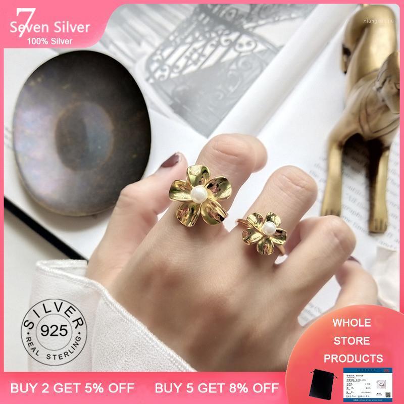 Cluster Rings Real 925 Sterling Silver Personality Flower Pearl Adjustable Ring Fine Jewelry For Women Party Elegant Accessories, Golden;silver
Cluster Rings Real 925 Sterling Silver Personality Flower Pearl Adjustable Ring Fine Jewelry For Women Party Elegant Accessories, Golden;silver