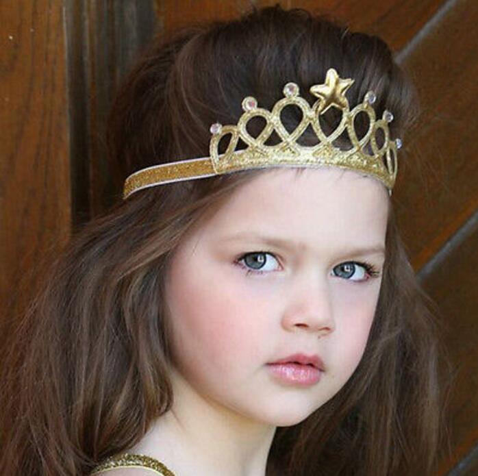 Girls crown headband Princess Tiaras Crown Gold Silver Headband Elastic Birthday Gift Photography Props Infant Baby