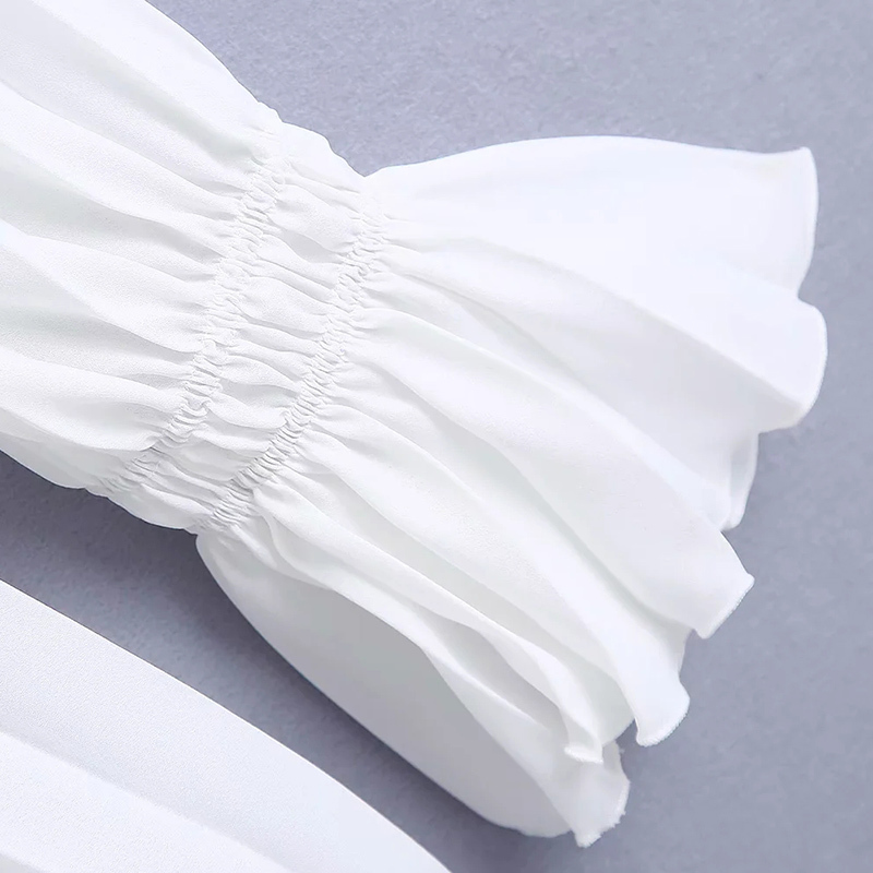 Women Fashion With Bow Tied Pleated Loose Blouses Vintage Long Sleeve Ruffled Cuffs Female Shirts Chic Tops 210520