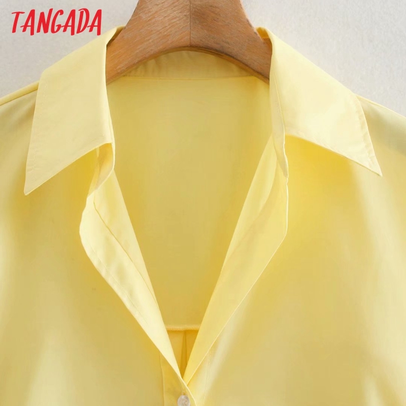 Women Fashion Yellow Casual Loose Shirts Lady Long Sleeve High Street Blouse Chic Female Blusas Tops XN321 210416
