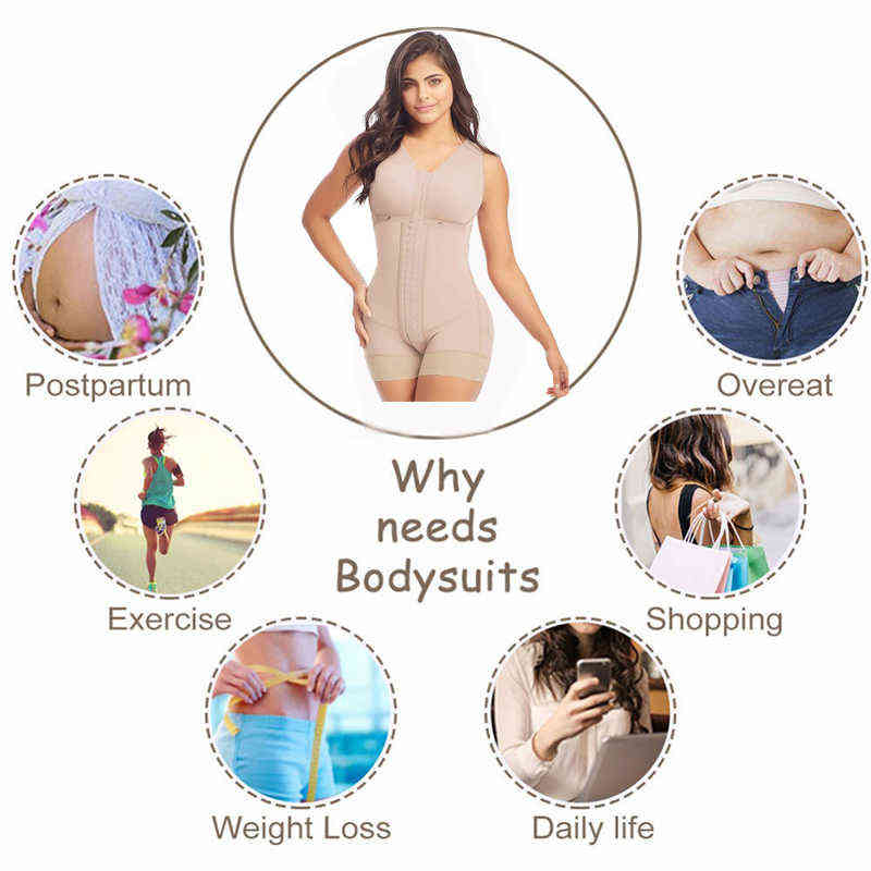 Full Body Women Shaper Post Compression Garment With Bra Shapewear Fajas Reductoras Sexy And Comfortable Waist Trainer 211112