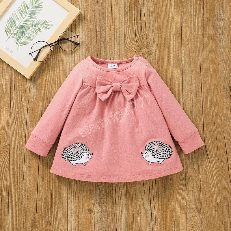 Baby Girls Clothing Set Dress Tops+Hedgehog Trousers Fall 2021 Latest Kids Boutique Clothes 0-2T Infant Toddlers Long Sleeves Suits Cute