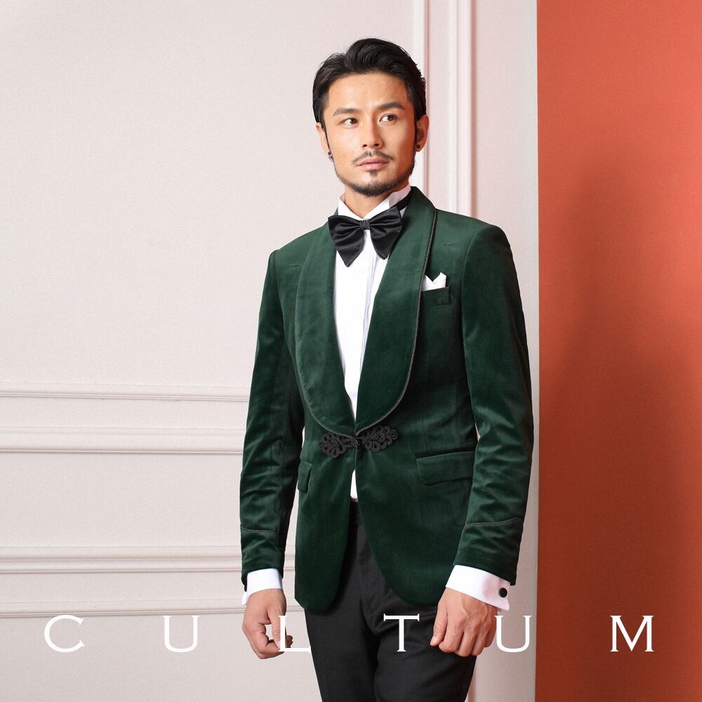 Brand New Dark Green Velvet Wedding Tuxedos Shawl Lapel Side Vent Groom Tuxedos Fashion Men Blazer 2 Piece Suit Prom/Dinner Jacket Custom Made(Jacket+