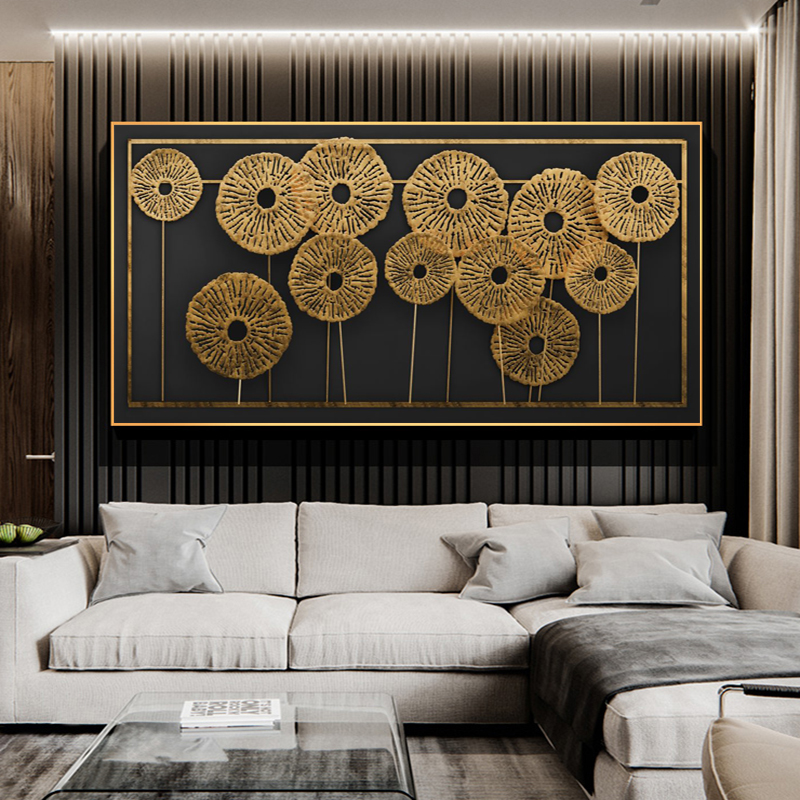 Black Gold Flowers Wall Pictures For Living Room Modern Posters and Prints Decorative Painting Canvas Painting