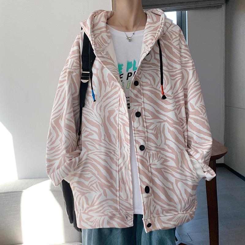 Spring Japanese Fashion Striped Hooded Jackets For Men Cargo Casual Loose Oversized Jacket Plus Size Clothes Men's