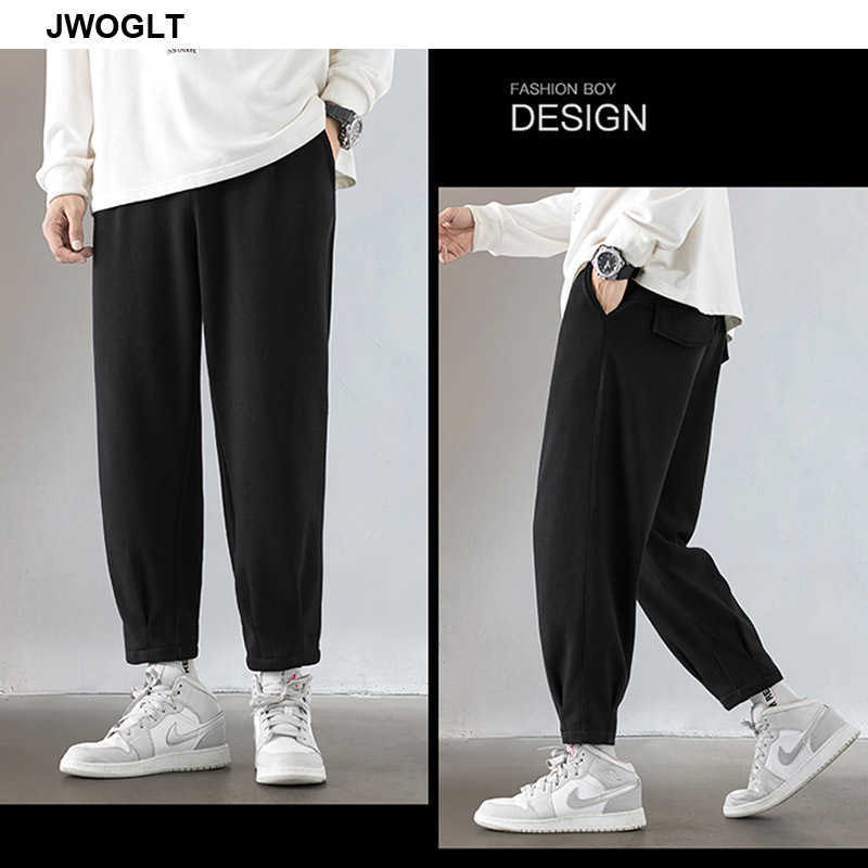 Autumn Winter Jogger Pants Men Drawstring Waist Sweatpants Casual Comfortable Black Gray Track Trousers 210528