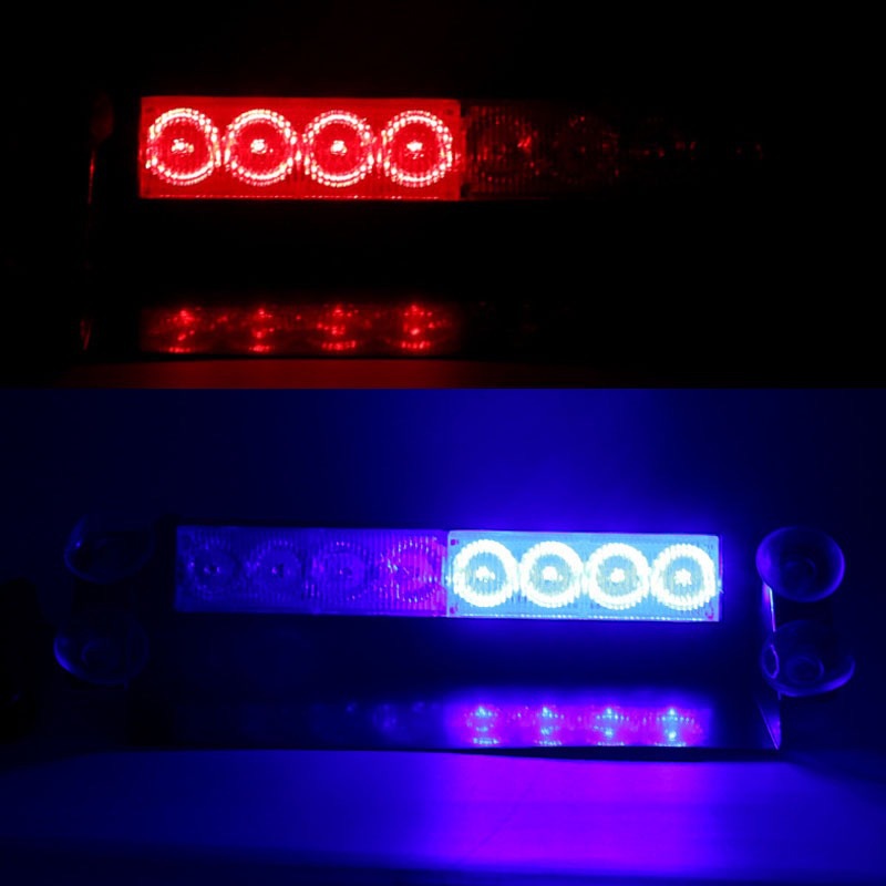 New Styling 8 LED RedBlue Police Strobe Flash Lights Dash Emergency Firemen 3 Flashing Auto Fog lamp Car Warning Light
