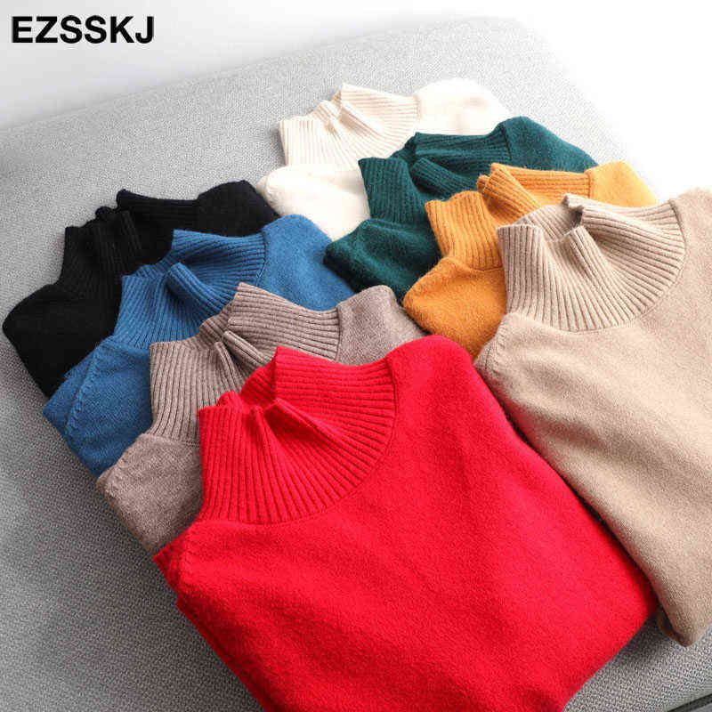 Autumn Winter splitside oversize thick Sweater pullovers Women loose cashmere turtleneck big size Sweater Pullover female 211109