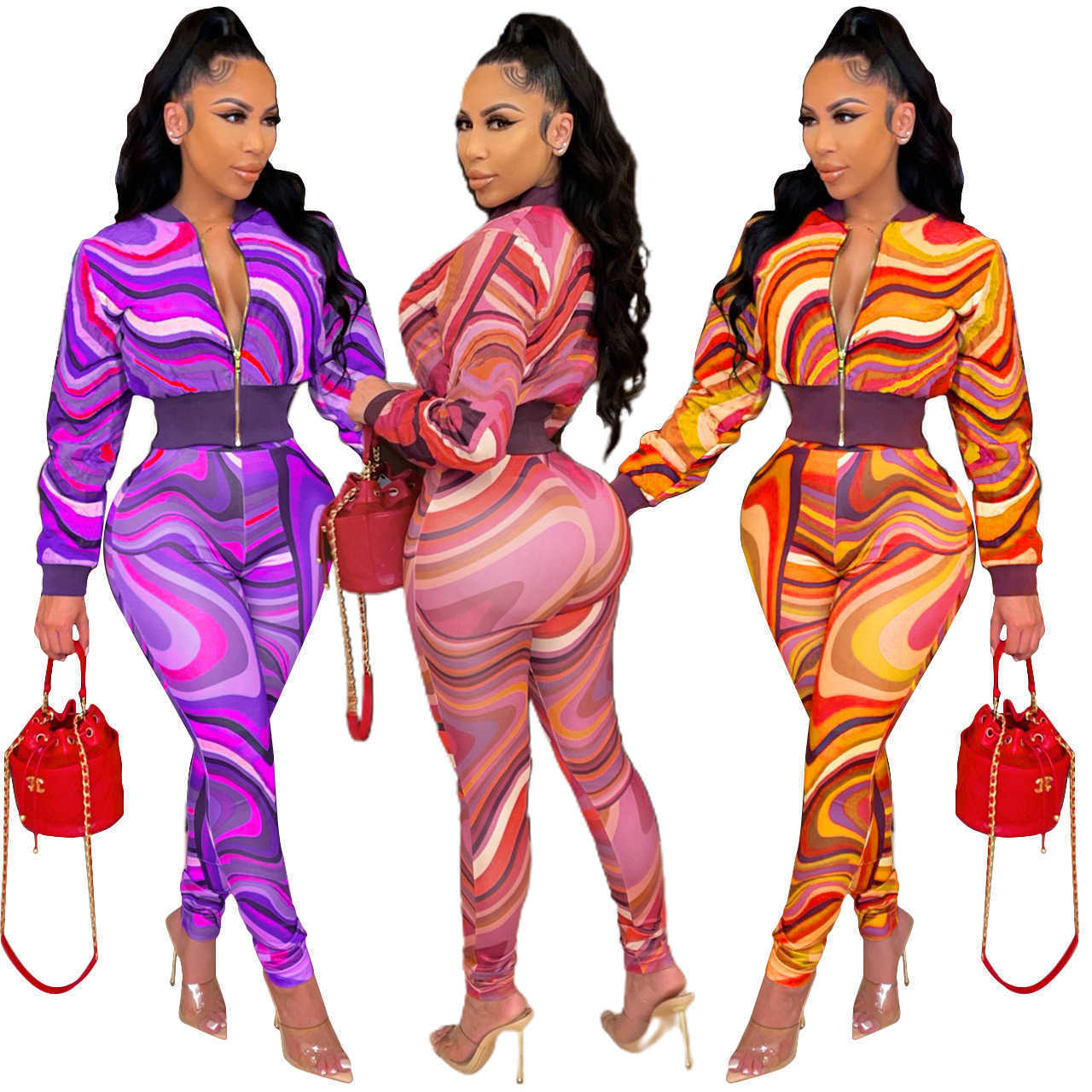 Women Designers Clothes 2021 tracksuits temperament slim print set two-piece set Women sports ladies womens sets, Purple
Women Designers Clothes 2021 tracksuits temperament slim print set two-piece set Women sports ladies womens sets, Purple