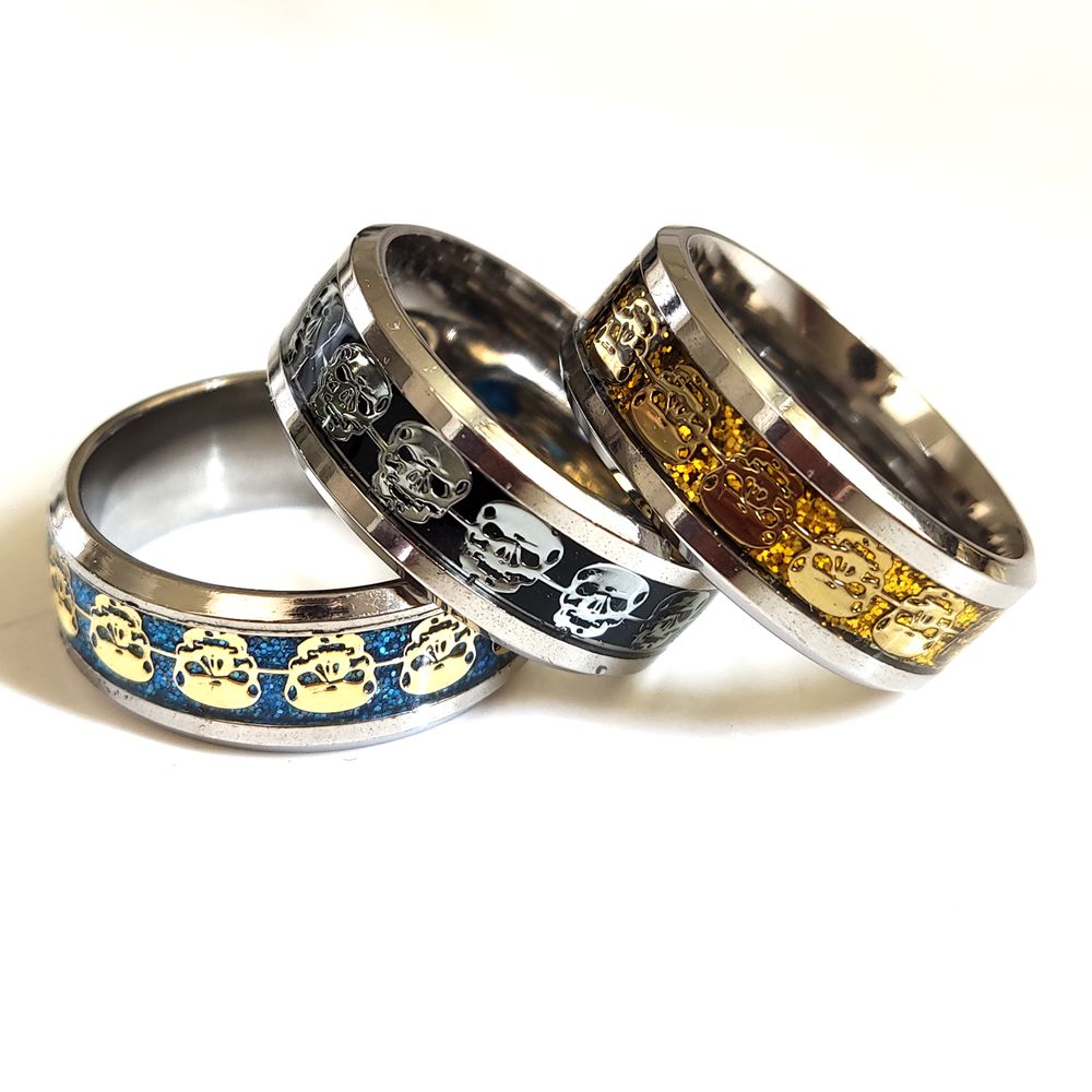 30pcs Top Quality Men's Skull Rings Stainless Steel 316L Gothic Biker Ring Comfort-fit rings Wholesale Jewelry Lot